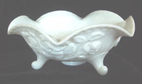 Open Rose Imperial Milk Glass Footed Bowl Open Rose