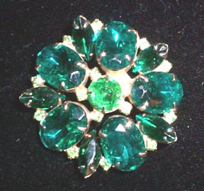 Green Rhinestone Brooch