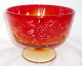 Amberina Pedestal Candy Dish with Lid