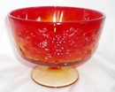 Amberina Pedestal Candy Dish with Lid