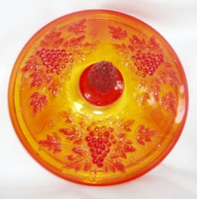Amberina Pedestal Candy Dish with Lid
