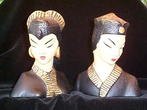 Bookends Oriental Man and Woman Busts