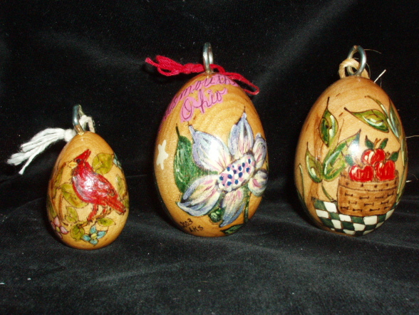 Handpainted Wooden Egg Christmas Ornaments