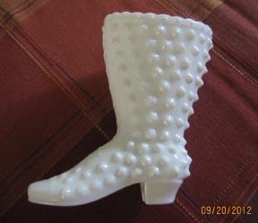 Milk Glass Fenton Hobnail Boot