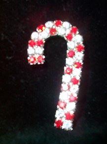 Rhinestone Candy Cane Pin
