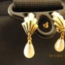 Goldtone Faux Pearl Teardrop Earrings by Napier