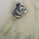 Handpainted Porcelain Hand Mirror with Jadeite Handle