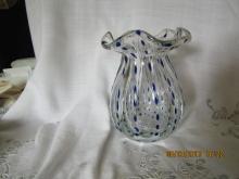 Clear Glass Vase with Blue Drops