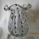 Clear Glass Vase with Blue Drops