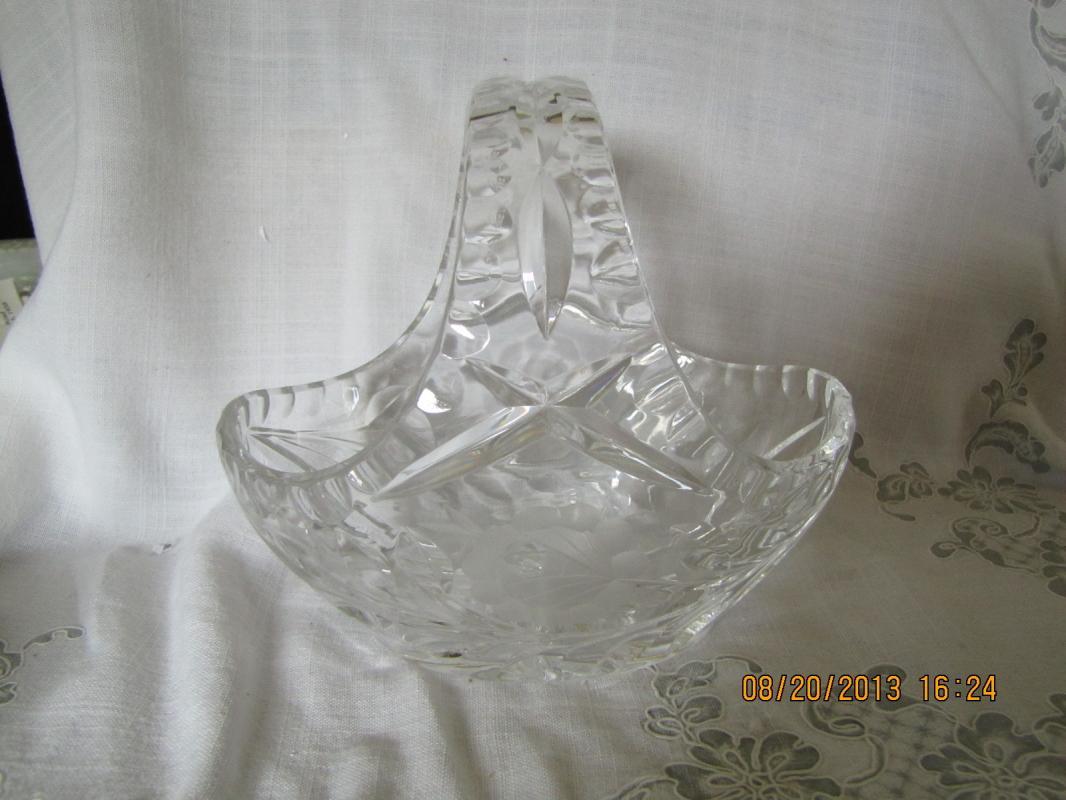 Cut Glass Basket with Flowers Design