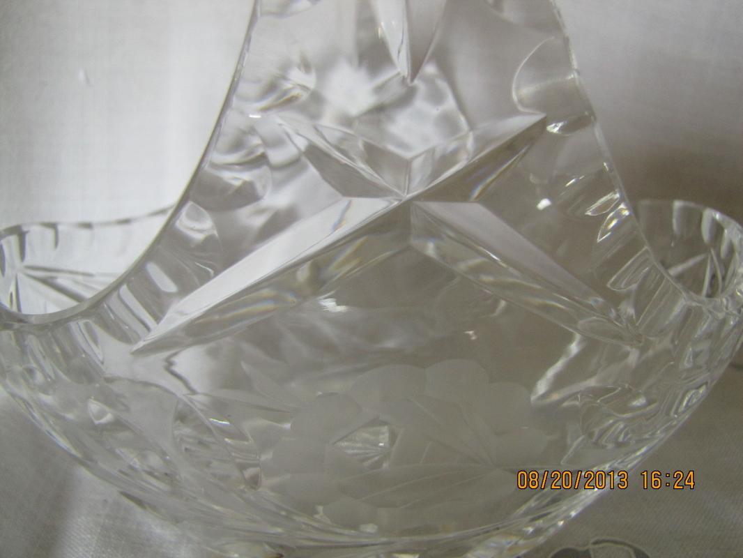 Cut Glass Basket with Flowers Design