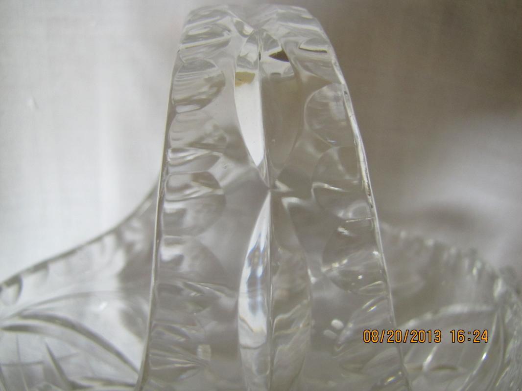 Cut Glass Basket with Flowers Design