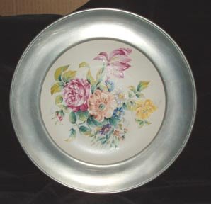 Porcelain Plate Rohrbach in Pewter Frame