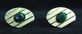 Men's Cufflinks Green Stone