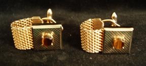 Men's Cufflinks Tiger Eye and Mesh
