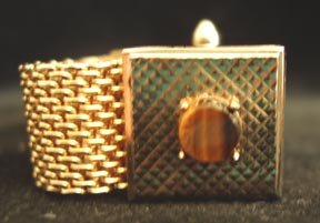 Men's Cufflinks Tiger Eye and Mesh