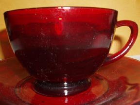 Royal Ruby Glass Cup and Saucer