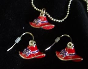 Red Hat Necklace and Earrings