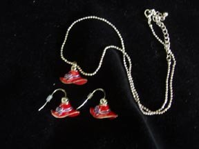 Red Hat Necklace and Earrings