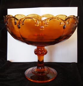 Amber Teardrop Garland Compote Indiana Glass
