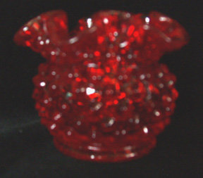 Red Hobnail Bowl Ruffled Fenton