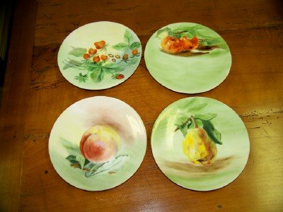 4 Hand Painted Fruit Plates