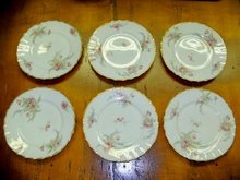 set of 6 T Haviland Limoges flowered Plates