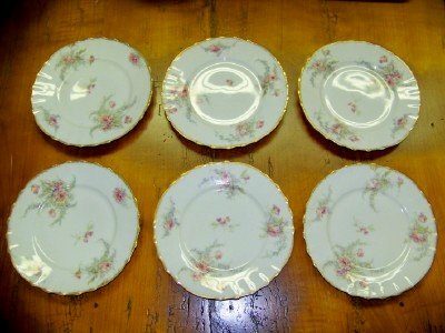 set of 6 T Haviland Limoges flowered Plates