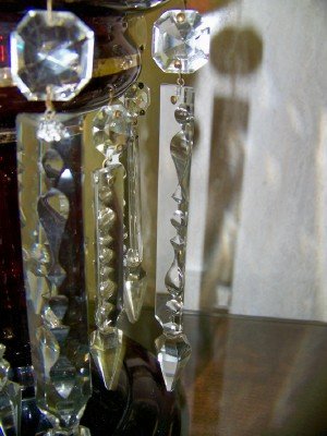 Pair Boheim Glass Lusters - hand painted
