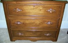 19c 3 Drawer Bureau with Leaf Handles