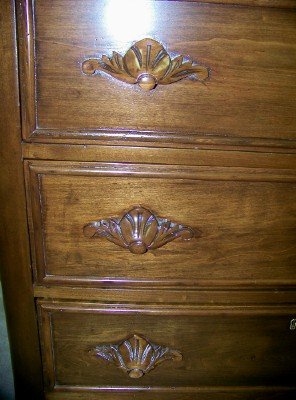 19c 3 Drawer Bureau with Leaf Handles