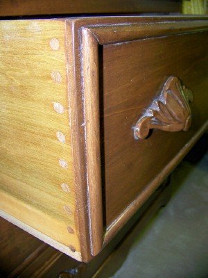 19c 3 Drawer Bureau with Leaf Handles