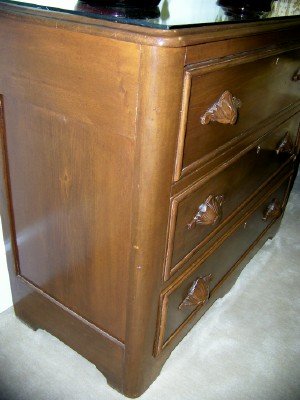 19c 3 Drawer Bureau with Leaf Handles