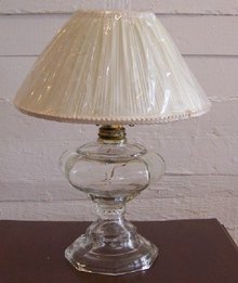 19c Converted Glass Oil Lamp