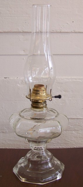 19c Converted Glass Oil Lamp
