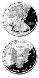 2003 Silver Eagle Proof with gift box Mint Marked (W) West Point PR Certificate of Authenticity