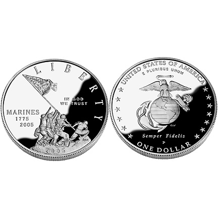 2005 Marine Corps 230th Anniversary Proof Silver Dollar US Mint