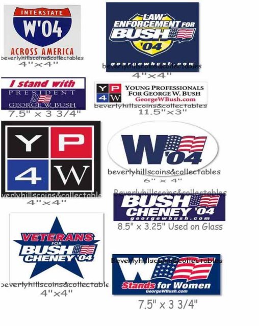 9 GEORGE W BUSH STICKERS BUMPER OTHER