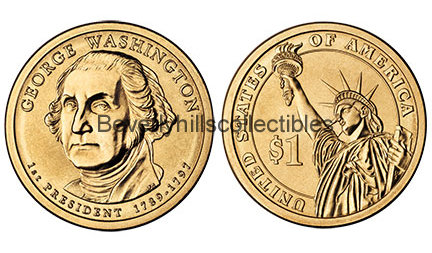 2007 Presidential Dollar Coins George Washington Dollar coin set P & D UPSIDE DOWN EDGE Position A
