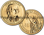 2007 Presidential John Adams Dollar coin set P & D Position