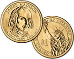 2007 James Madison Presidential Dollar coin set P & D