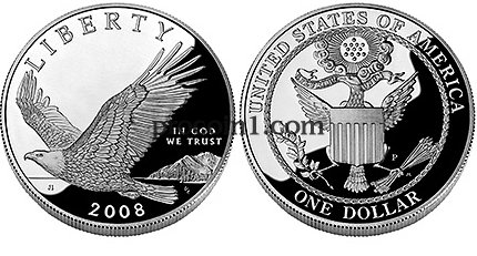 2008 Bald Eagle Proof Silver Dollar Coin Certificate