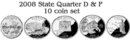 2008 State Quarters 10 coin set Denver Philadelphia Uncirculated