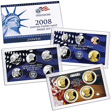 2008 United States Mint Proof 14 coins New In Box Certificate of Authenticity