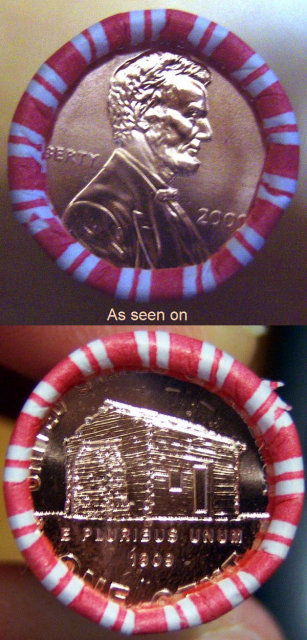2009 Lincoln Cent Roll Philadelpia Early Years log cabin