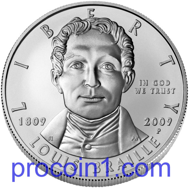 2009 Louis Braille Commemorative Uncirculated Silver Dollar