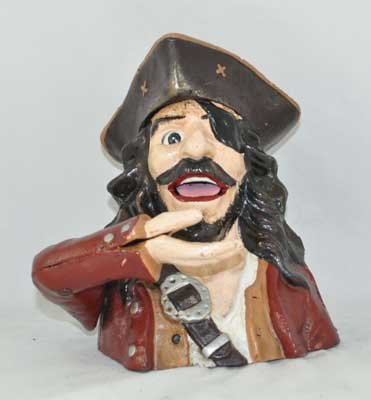 PIRATE MECHANICAL BANK CAST IRON