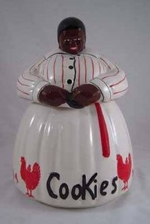 AUNT JEMIMA MAMMY McCOY PIN STRIPED COOKIE JAR