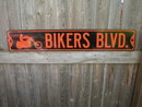 BIKERS BLVD HEAVY METAL STREET SIGN