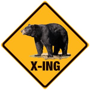 BEAR X-ING EMBOSSED METAL SIGN